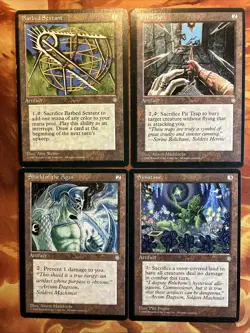 MTG 4 x Miscut (Off Center) Artifact Card Lot Ice Age Played to Near-Mint!! - Image 1