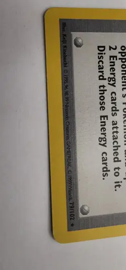 Super Energy Removal 079/102 Base Set (Shadowless) Regular. Card never played - Image 2