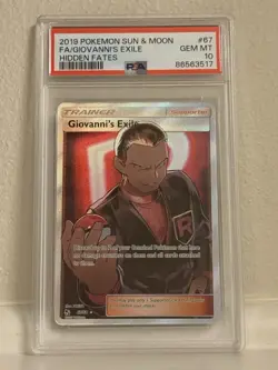 Pokemon TCG Giovanni's Exile Trainer Full Art Ultra Rare Card 67/68 Hidden Fates - Image 1