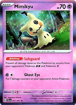 💥Pokemon TCG - Mimikyu - 037/091 - Holo - Rare - Paldean Fates - (NM)💥 - Image 1