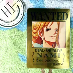 One Piece Nami Wanted Poster Gold Foil Fan Art Card | New Textured Art Card - Image 1