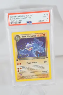 PSA MINT 9 Pokemon TCG Dark Machamp 10/82 Team Rocket Holo Rare (1st Edition) - Image 1