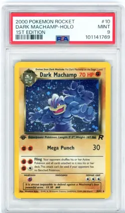 PSA MINT 9 Pokemon TCG Dark Machamp 10/82 Team Rocket Holo Rare (1st Edition) - Image 1