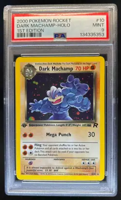 2000 Pokemon Team Rocket First Edition Dark Machamp Holo #10/82 PSA 9 - Image 1