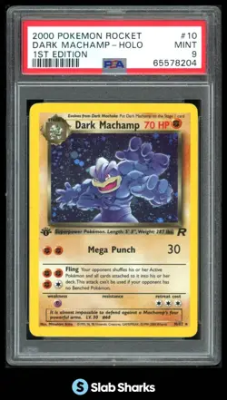 2000 POKEMON TEAM ROCKET 1ST EDITION #10/82 DARK MACHAMP HOLO PSA 9 - Image 1