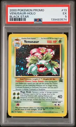 2000 POKEMON PROMO BLACK STAR #13 VENUSAUR-HOLO PSA 5 - Image 1