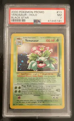 2000 Pokemon Promo VENUSAUR Holo Black Star Promo #13 PSA 7 NM - Image 1