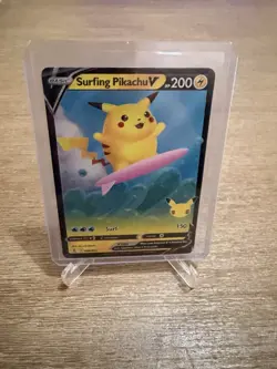 Surfing Pikachu V 008/025 Ultra Rare Celebrations Pokemon Card TCG Near Mint NM - Image 1