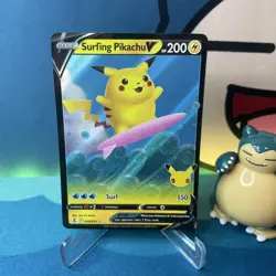 Surfing Pikachu V 008/025 Ultra Rare Celebrations Pokemon Card TCG - Image 1