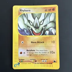 Rhyhorn - 91/144 - Pokemon Skyridge Reverse Holo Rare Card - VLP - Image 1