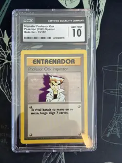 CGC 10 GEM MT Impostor Professor Oak 73/102 Base Set SPANISH Pokemon Card - Image 1