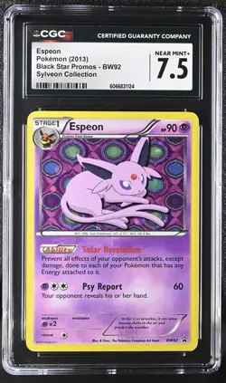 CGC 7.5 Espeon 2013 Black Star Promos BW92 Sylveon Collection Pokemon Card - Image 1