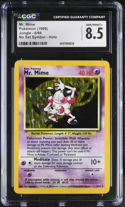 CGC 8.5 Mr. Mime 1999 Jungle 6/64 No Set Symbol Holo Pokemon Card - Image 1