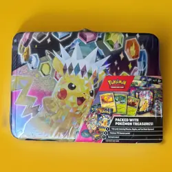 Pokemon “SURGING SPARKS” 2024 Fall Collectors Chest/Tin Lunchbox Sealed 6-packs! - Image 1