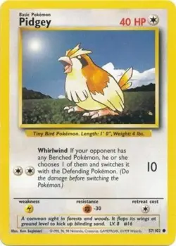 Moderately Played, German Pokemon Regular Pidgey - 57/102 - Common - Unlimited E - Image 1
