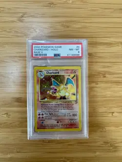 2000 Pokemon Base Set 2 Charizard Holo #4 PSA 8 - Image 1