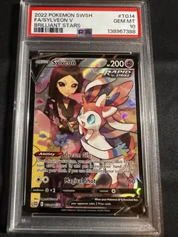 2022 POKEMON SWORD & SHIELD BRILLIANT STARS #TG14 FULL ART/SYLVEON V PSA 10 - Image 1