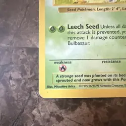 Pokemon TCG Bulbasaur Base Set Shadowless 44/102 1999 40 HP Common Basic - Image 5