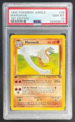 52909615 Marowak 1999 Pokemon Jungle 1st Edition #39 PSA 10 - Image 1