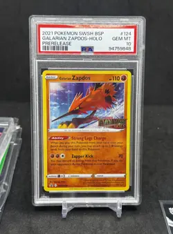 Pokemon SWSH Evolving Skies Prerelease Galarian Zapdos Holo Promo SWSH124 PSA 10 - Image 1