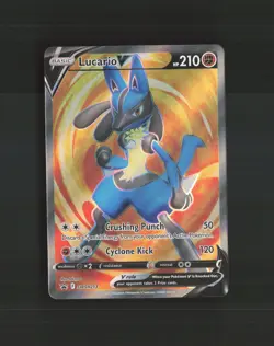 Lucario V SWSH213 Sword & Shield Full Art Black Star Promo Holo Pokemon Card NM - Image 1