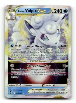 Alolan Vulpix VSTAR 034/195 Holo Rare VSTAR Silver Tempest Pokemon Near Mint - Image 1