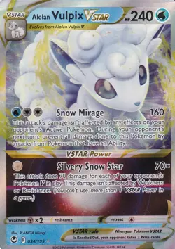 Alolan Vulpix VSTAR 034/195 Holo Rare VSTAR Silver Tempest Pokemon Near Mint - Image 1