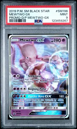 2019 POKEMON SM BLACK STAR PROMO DETECTIVE PIKACHU MEWTWO-GX MEWTWO GX PSA 9 - Image 1