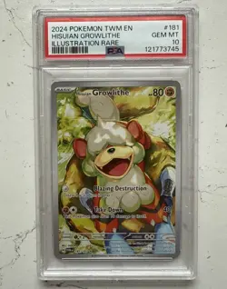 Hisuian Growlithe 181/167 Pokemon Twilight Masquerade Illustration Rare PSA 10 - Image 1