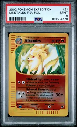 2002 PSA 9 Pokemon Ninetales Expedition Reverse Holo 21/165 - Image 1