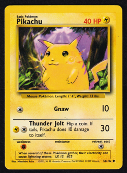 Pokemon TCG Base Set Pikachu #58 - Lightly Played Condition - Image 1