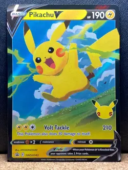 Pokemon Pikachu V Sword & Shield Celebrations Black Star Promo SWSH143 NM - Image 1