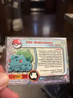1999 Topps #01 Bulbasaur Rainbow Foil TV Pokemon Animation Series 1 Blue Logo NM - Image 2