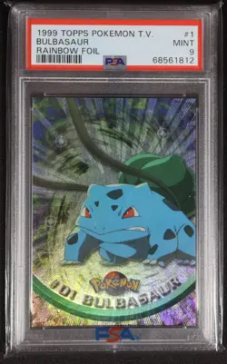 1999 Topps Pokemon TV Bulbasaur Rainbow Foil PSA 9 - Image 1