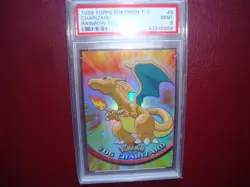 1999 Topps Pokemon Rainbow Foil Charizard #6 Psa 9 Mint Blue logo 1st print - Image 1