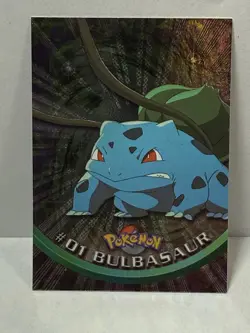 Bulbasaur #01 rainbow foil w/raised rays Topps TV Animation Pokemon Card 2000 - Image 1