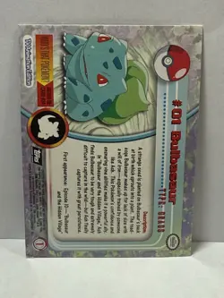 Bulbasaur #01 rainbow foil w/raised rays Topps TV Animation Pokemon Card 2000 - Image 2