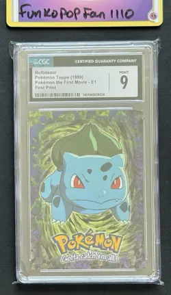 CGC 9 Mint Bulbasaur E1 1999 Topps Pokemon Movie Edition First Print Blue Logo - Image 1
