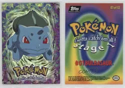 Bulbasaur Rainbow Foil 2nd Printing Black Topps Logo #E1 1999 8d4 - Image 3