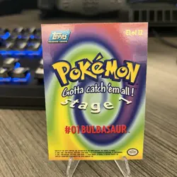 1999 Topps Pokemon Stage 1 E1 Of 12 Holo #01 Bulbasaur Blue Label - Image 2