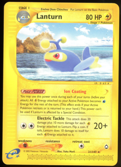 Pokemon 2002 Aquapolis - Lanturn - Non-Holo Rare - NM - 21/147 - Image 1