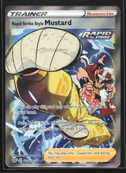 Rapid Strike Style Mustard TG27 Brilliant Stars Trainer Gallery Pokemon Card - Image 1