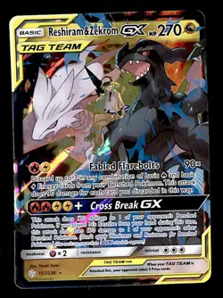 Reshiram & Zekrom GX Rare Cosmic Eclipse 157/236, NM Pokemon Card - Image 1