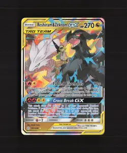 Reshiram & Zekrom GX 157/236 Cosmic Eclipse Ultra Rare Holo Pokemon Card NM - Image 1