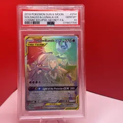 Pokemon Cosmic Eclipse Solgaleo Lunala GX Secret Rare Full Art Card 254 PSA 10 - Image 1