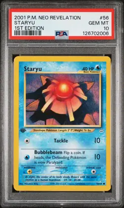2001 POKEMON NEO REVELATION 1ST ED #56 STARYU PSA 10 - Image 1
