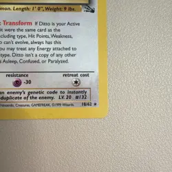 Pokemon TCG Ditto Fossil Set Non-Holo Rare #18/62 LP-NM - Image 3