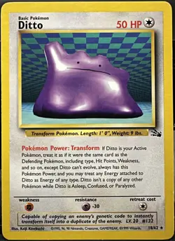 Ditto 18/62 Fossil Unlimited Non-Holo Rare Pokemon TCG 1999 LP - Image 1