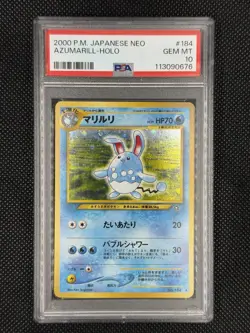 Azumarill - PSA 10 - Neo 1 Genesis Holo Rare 184 Vintage Pokemon Card - Image 1