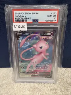 Pokemon Mew V 250/264 PSA 10 Fusion Strike Full Art Holo - Image 1